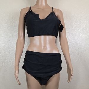 Zaful Black 2 Piece Plus Size Bikini Swimsuit